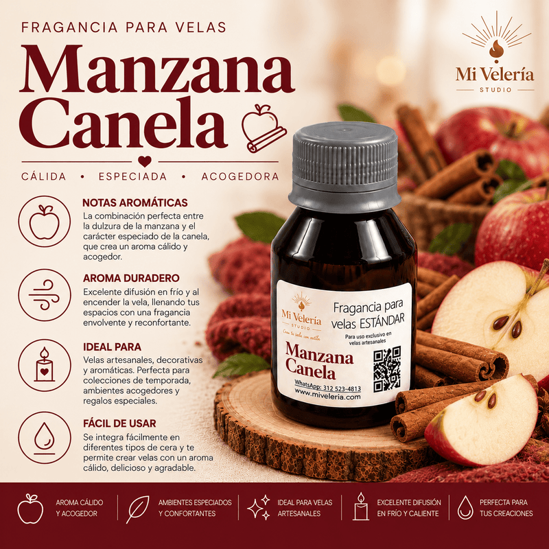 Fragancia para Velas Manzana Canela - Mi Velería