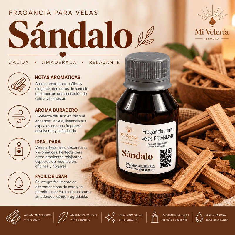 Fragancia para Velas Sándalo - Mi Velería