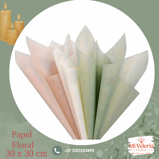 Papel floral 30 x 30 cm - Mi Velería